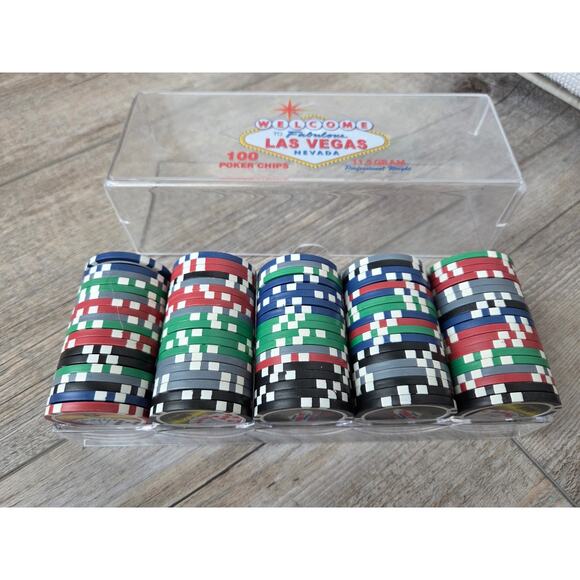 🎲 Fabulous Las Vegas Nevada 100-Count Poker Chip Set (Missing 4 Chips) 🎲 - Picture 4 of 7